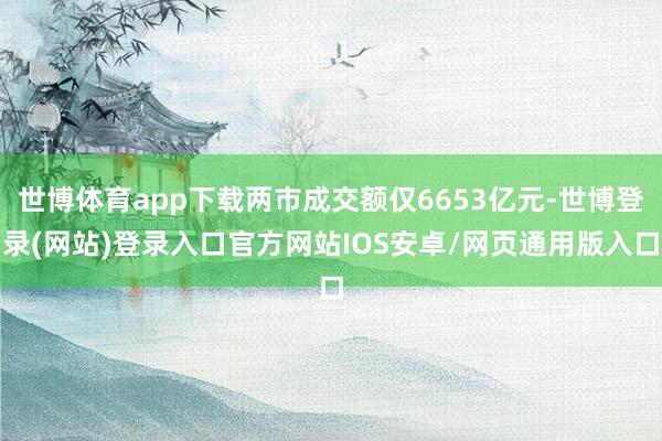 世博体育app下载两市成交额仅6653亿元-世博登录(网站)登录入口官方网站IOS安卓/网页通用版入口