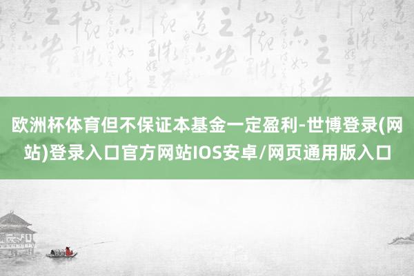 欧洲杯体育但不保证本基金一定盈利-世博登录(网站)登录入口官方网站IOS安卓/网页通用版入口