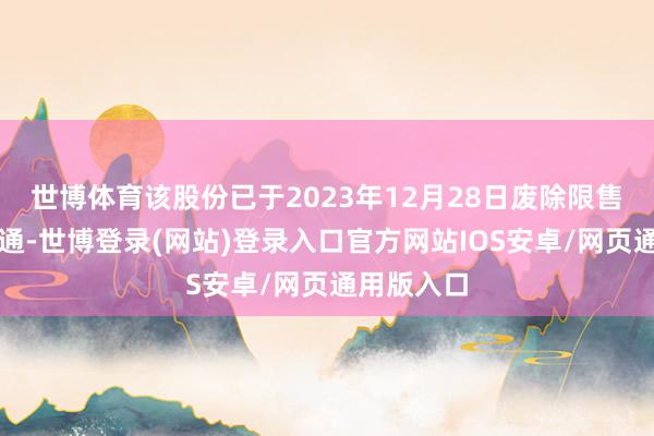 世博体育该股份已于2023年12月28日废除限售并上市畅通-世博登录(网站)登录入口官方网站IOS安卓/网页通用版入口