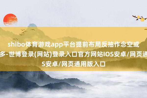 shibo体育游戏app平台提前布局反抽作念空或讲述作念多-世博登录(网站)登录入口官方网站IOS安卓/网页通用版入口